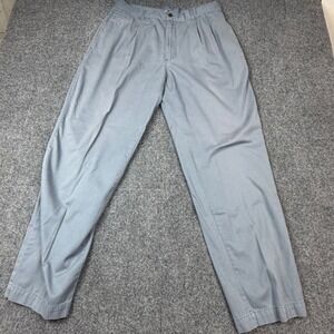 VTG Bugle Boy Company Pleated Chino Pants Mens 36x32 Grey Blue Cotton Basics